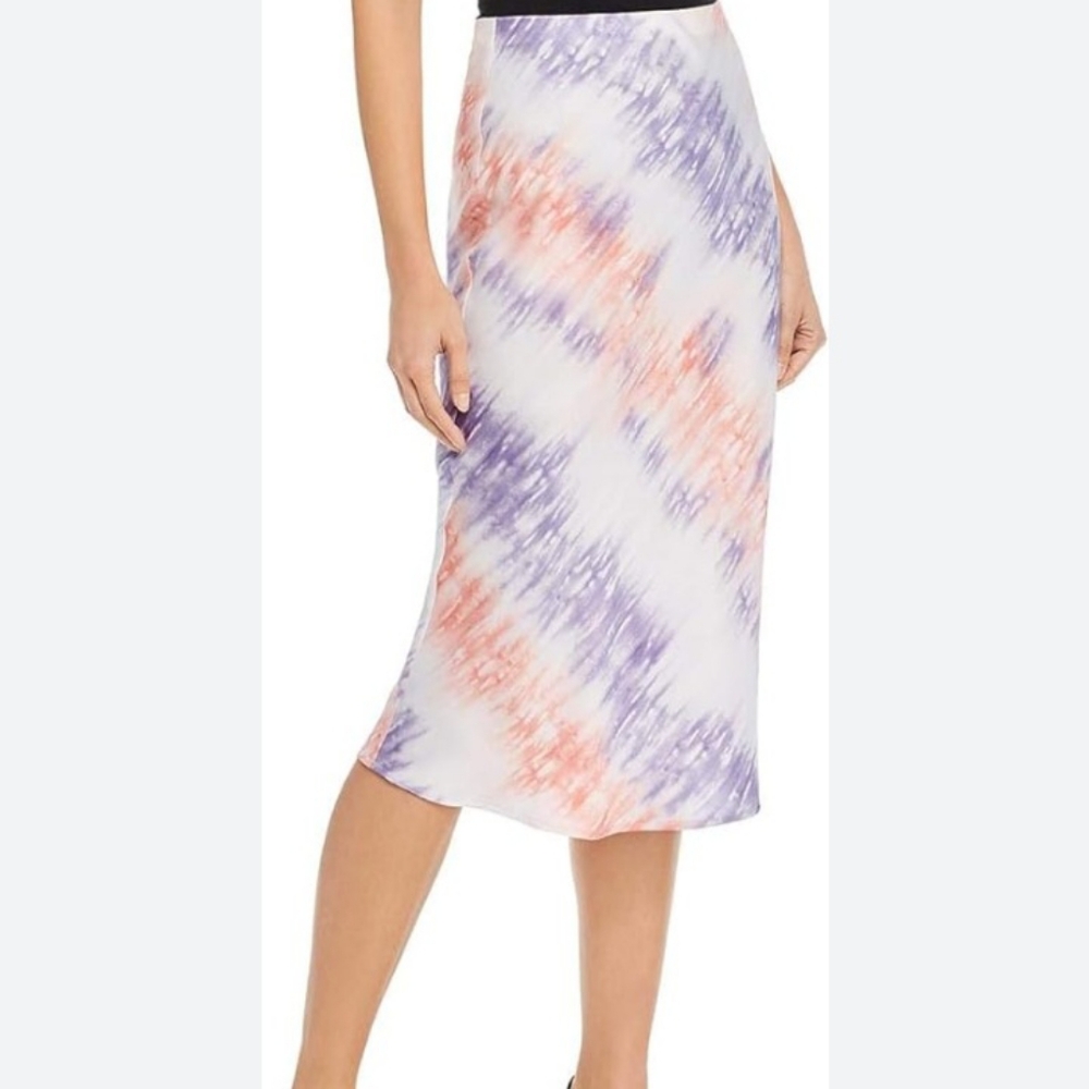 NEW Re:Named Pull-on Tie-Dye Midi Asymetrical Skirt White/Purple/Pink‎ Size S